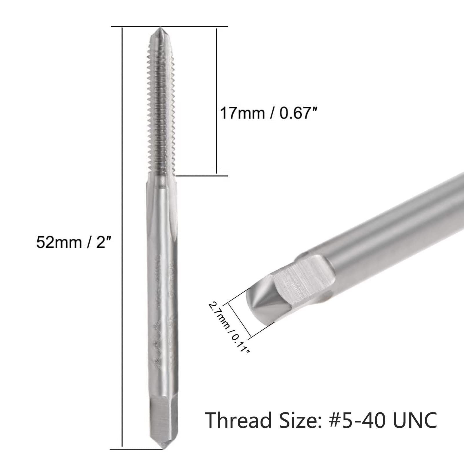 TOP-VIGOR #5-40 UNC Straight Flute Thread, Screw Machine Tap with 2B Class Tolerance - Image 3