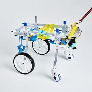 HXSM Adjustable Pet Wheelchair, Aluminum Dog Wheelchair for Hind Legs Rehabilitation, Mobility Wheel for Small Dogs, Pet Cart for Handicapped (Weight 10-20KG)