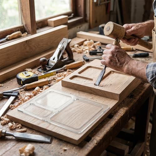 3 Pocket Frässchablone Valet Tray Router Templates, Klar Frässchablonen Rechteckige Schablonen für Holzbearbeitung, Rectangle Fräseinlage Schablone für Schüler Malzubehör Bastelprojekte