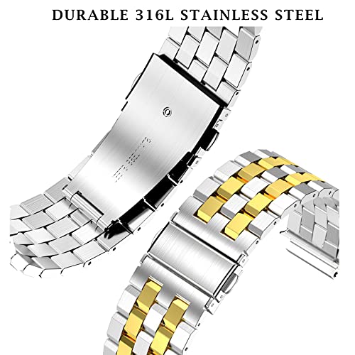 Image of SUPLINK Stainless Steel Band Case Compatible with Apple Watch Ultra 3 /2 /1 Bands Men, Metal Rugged Protective Bumper Adjustable Band for iWatch Ultra Bands for Men 49mm, Silver and Gold