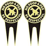 2 Pack No Dog Poop Signs for Yard - Double Sided Aluminum No Pooping Sign with Stake 11.8' x 5.9' - Be Respectful, No Dog Poop and Pee Stop Dogs from Pooping/Peeing On Your Lawn/Garden