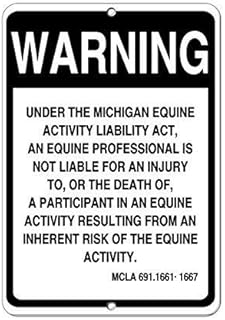 Leiacikl22 Aluminum Metal Sign Michigan Law, Equine Activist Not Liable Injury Death Aluminum Metal Sign 8" X 12" inch