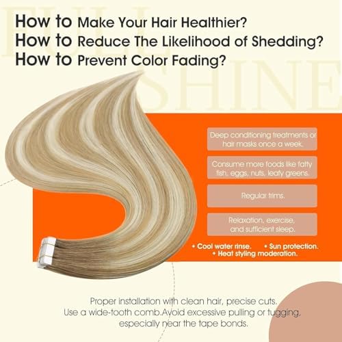 Full Shine Tape in Hair Extensions Light Brown Balayage Real Human Hair Extensions Tape ins Extensions Color 6/27/60 Hair Extensions for Women 20 Inch - 2