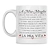 Vulfire Moglie Tazza Regalo donna compleanno Idea originale Idee Regali per lei per Natale Matrimonio, Dedica speciale (A Mia Moglie, Ceramica)