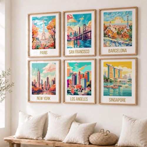 Image of kotart City view wall art poster with Frame for Home Decoration - Painting for Living Room Bedroom Office Wall hanging frames (Pack of 6 Multicolor) (13x17 inch, K)