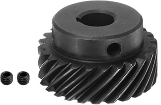 HARFINGTON Helical Bevel Gear with Key Slot 10mm Aperture 24T 1 Mod Hardened 45# Steel Spur Diff Differential Motor Spiral Bevel Gear RC Replacement Parts, Right Direction