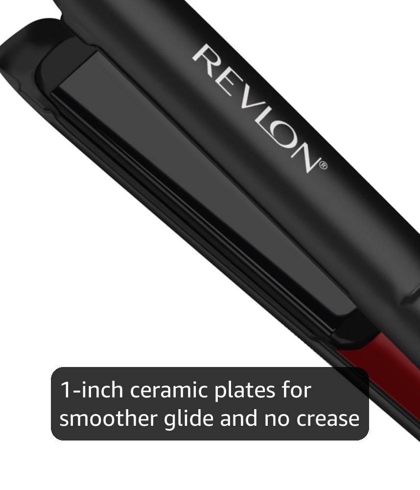 REVLON Smoothstay 1 Inch Hair Straightener - Coconut Oil Infused Flat Iron Helps Enhance Shine & Smoothness, Reduces Frizz, Sleek Straight Hair