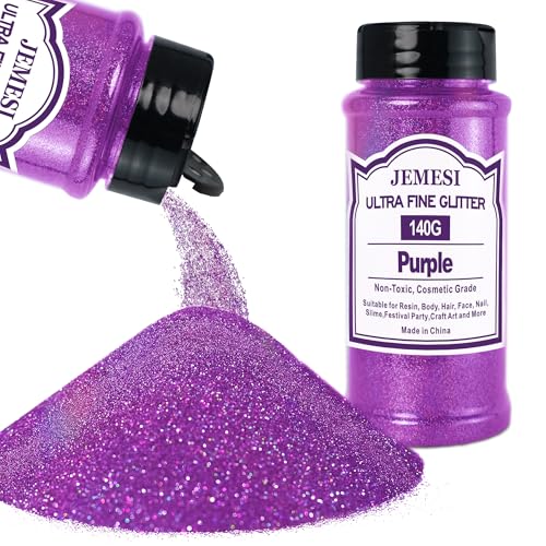 JEMESI Purpurina en polvo, 140 g – 0,2 mm, ultrafina, purpurina para resina epoxi, manualidades, pintura en jarra, fabricación de velas; purpurina cosmética, polvo de uñas, pelo brillante corporal