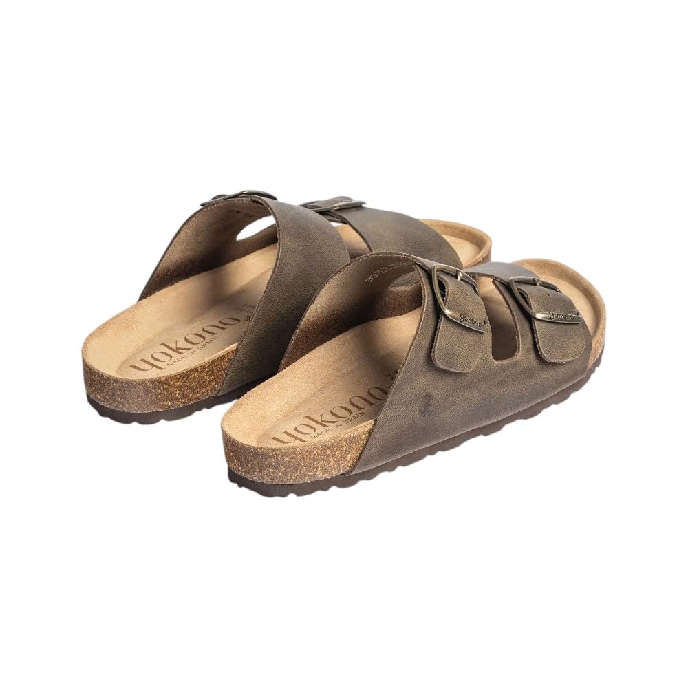 YOKONO - YOKONO Sandalias de Hombre MACAM-150 de Piel con Doble Hebilla - Color Sprinter Taupe - CUERO
