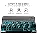 Nulaxy KM12 Backlit Wireless Bluetooth Keyboard with Magnetic Detachable Leather Cover, Rechargeable Keyboard Compatible with iPad iPhone Apple Phone Samsung Tablets