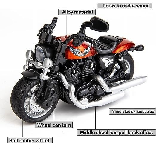 Image of FEXXA Police Motorcycle Toy - Pull Back Motorcycle Toys, Tiny Gift with Music Lighting, Latte Motorcycles Toy for Kids Boys Age 3-8 Year Old [Multicolor] (Harley Motorcycle-Multicolor)