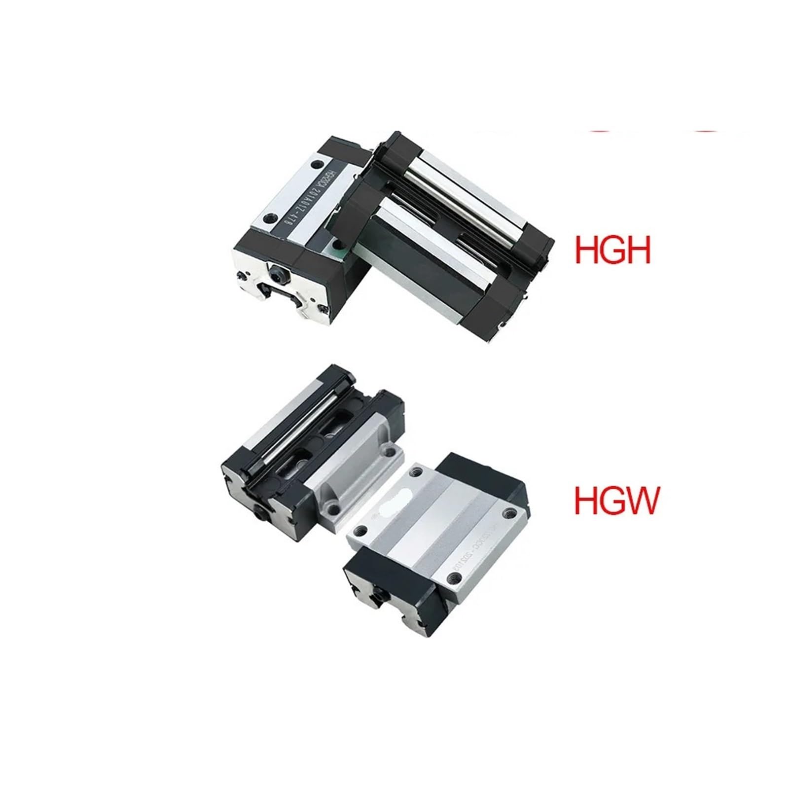 Lot de 4 blocs de guidage linéaire en acier HGH15CA HGW15CC HGH20CA HGW20CC