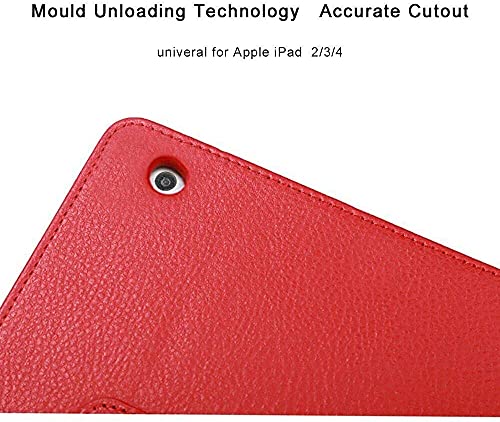 Leather Flip Stand Folio Case Plain Cover for Apple iPad Air 2nd Generation A1566 A1567 (Red) - Image 4