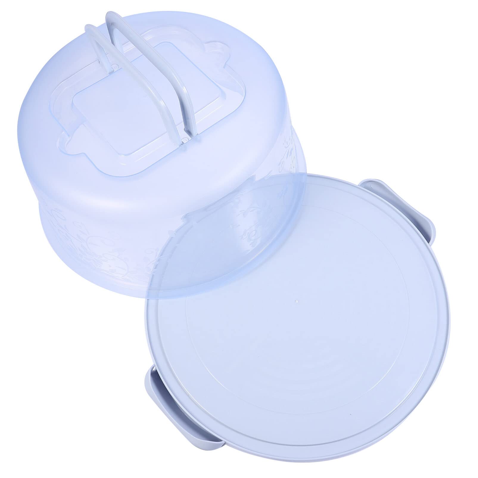 Beaupretty Collapsible Handle Cake Holder Cake Container Portable Round Cake Carrier with Handle Pie Saver Cupcake Container Carriers with Dome Lid Blue Cake Storage Container