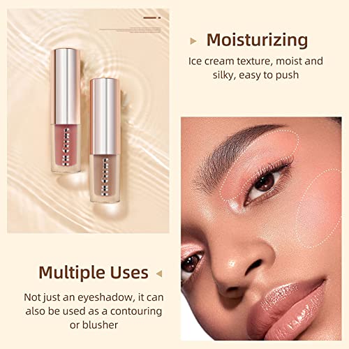 4Pcs Matte Liquid Eyeshadow + 1Pcs Sparkling Glitter Eyeshadow Set, Korean Makeup, Neutral Naked Nude Bling Eye Shadows,Quick Drying,Waterproof, Long Lasting,One Swipe Eye Make Up Kit For Natural Crystals Makeup #TOP5