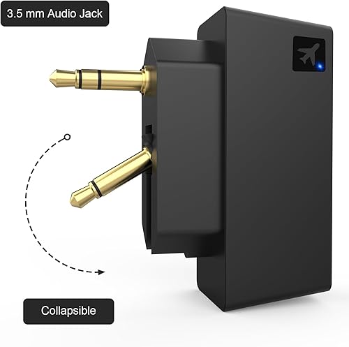 Miniatura 3 de Adaptador de audio Bluetooth de avión para auriculares inalámbricos y cualquier conector auxiliar de 0.138 in en el avión, receptor transmisor