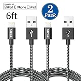iPhone Cable,2Pack 6FT Nylon Braided Charging Cable Cord 8-Pin Lightning to USB Cable Charger Compatible with iPhone 7/7 Plus, 6s plus/6s/6 plus/6, se/5s/5c/5, iPad Air/Pro/Mini