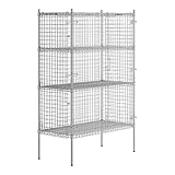 Glownary NSF Chrome Wire Security Cage Kit with 4 Shelves, 24 x 48 x 74 Inch, Stationary Storage Unit, Lockable Design, 600 lb Shelf Capacity