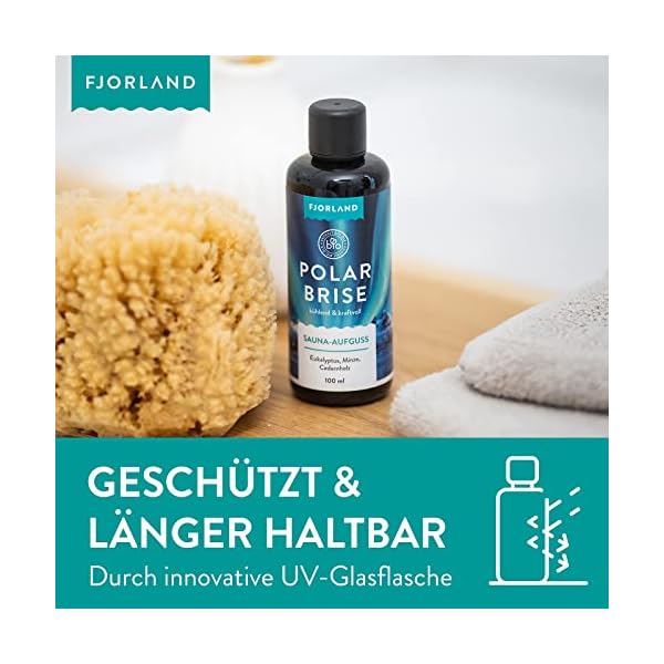 FJORLAND Polarbrise Saunaaufguss BIO mit Eukalyptus, Minze, Cedernholz 100 ml - Natürlicher Saunaduft mit ätherischen… – Bild 7
