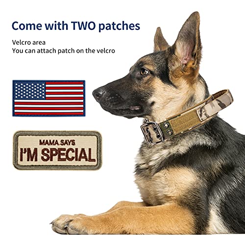 Annchwool Tactical Dog Collar For Medium And Large Dog,Adjustable Military Dog Collar With Soft Padded Handle,Heavy Duty Double Buckle Design(Green Camo,L) #TOP3