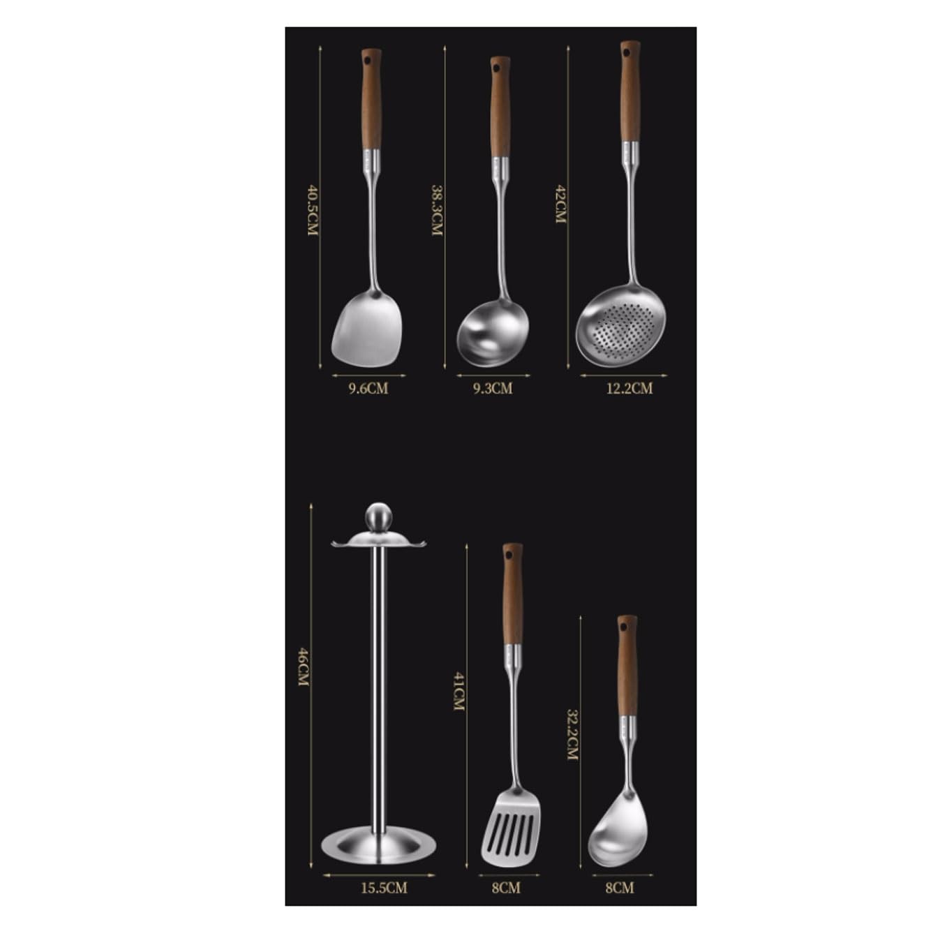 Kochutensilien aus Edelstahl, Kochlöffel, Spatel, Küchen-Kochgeschirr, Backgeschirr, Gadgets, Werkzeuge, 5-teiliges Set