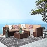 Super Patio 6 Piece Patio Furniture Sets All Weather Outdoor Sectional Sofa Wicker Rattan Patio...