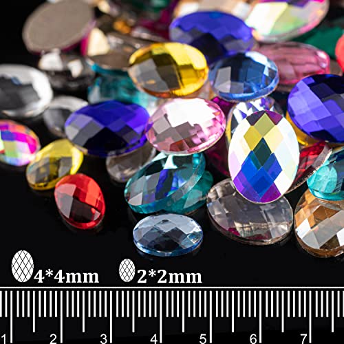 Mixed Color Flatback Round And Ellipse Shape Rhinestones Kit, Multi Size Glass Crystals Bead With Pickup Pencil And Tweezer For Nail Art #TOP1