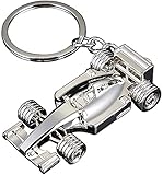Rowwait Silver Racing Car Keyring, Perfect Fathers Day, Birthday, Christmas for Fans of Racing, 1 Pcs Sport F1 Keyring Key Chain, Key Ring Accessory Formula 1 Gifts for Boy or Men