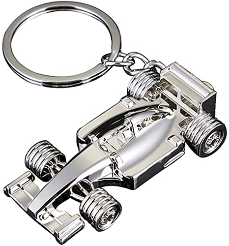 Rowwait Silver Racing Car Keyring, Perfect Fathers Day, Birthday, Christmas for Fans of Racing, 1 Pcs Sport F1 Keyring Key Chain, Key Ring Accessory Formula 1 Gifts for Boy or Men