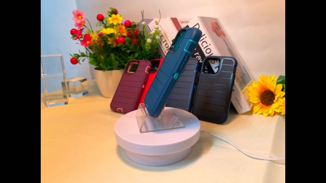 Ouyncase Phone Case For IPhone 12/13 Mini With HD Screen Protector, Heavy Duty Shockproof & Dropproof 3-Layer Cover (DarkBlue