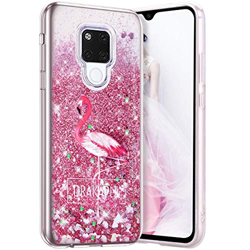 Robinsoni Case Compatible with Huawei Mate 20 X Phone Cover Flexible Huawei Mate 20 X Case Silicone TPU Case 3D Liquid Floating Cover Sparkle Bling Cover Shockproof Case Bumper Case Flamingo 2
