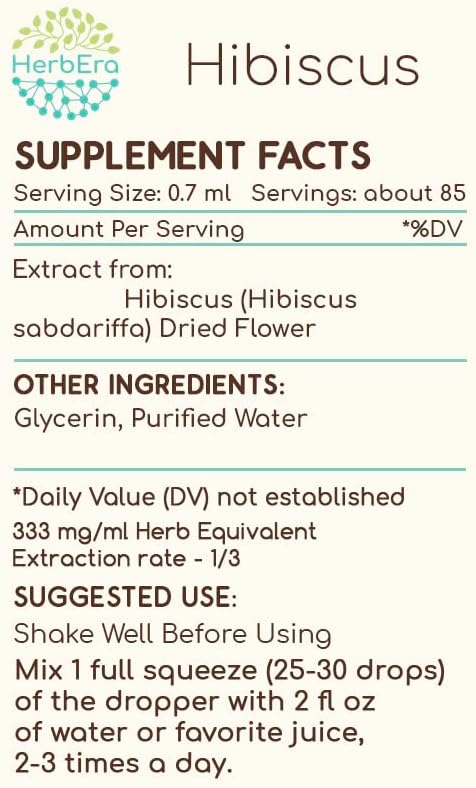 Miniatura 3 de Hibiscus B60 - Tintura de extracto de hierbas sin alcohol, gotas líquidas concentradas de hibisco natural (Hibiscus Sabdariffa) Flor seca (2 onzas