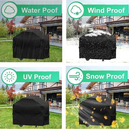 Grillabdeckung Wetterfest,Grill Barbecue Abdeckung,Gasgrill-Abdeckung,Grillabdeckung Schutzhülle,Grill Abdeckplane,Wasserdicht, Winddicht, UV-Beständiges, Reißfest Grill abdeckhaube (145X61X117 cm)