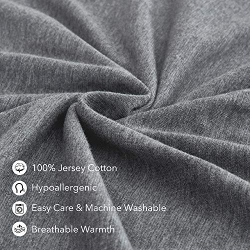 Oubonun 100% Jersey Cotton Body Pillow Cover with Zipper - Luxury Soft Removable Body Pillow Case - Long Fuzzy Body Pillow Cover - Knitted Cotton Pillowcase (Grey, 21"X54") - Thumbnail 4