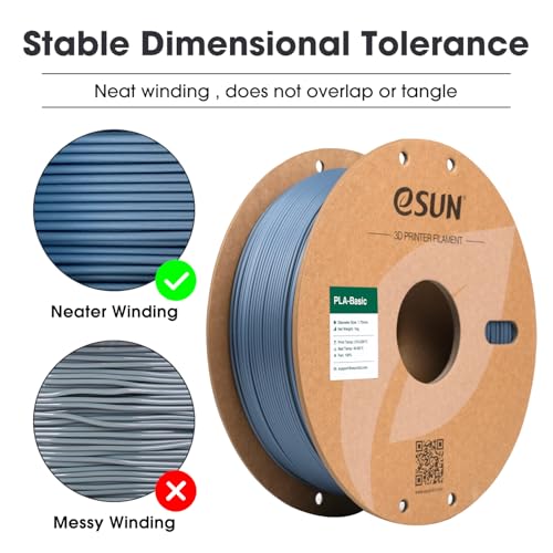 Image of eSUN PLA Basic Filament 1.75mm, 3D Printer Filament High Speed PLA for Fast Printing, 1KG Spool (2.2 LBS) 3D Printing Filament for High Speed 3D Printers, Grey
