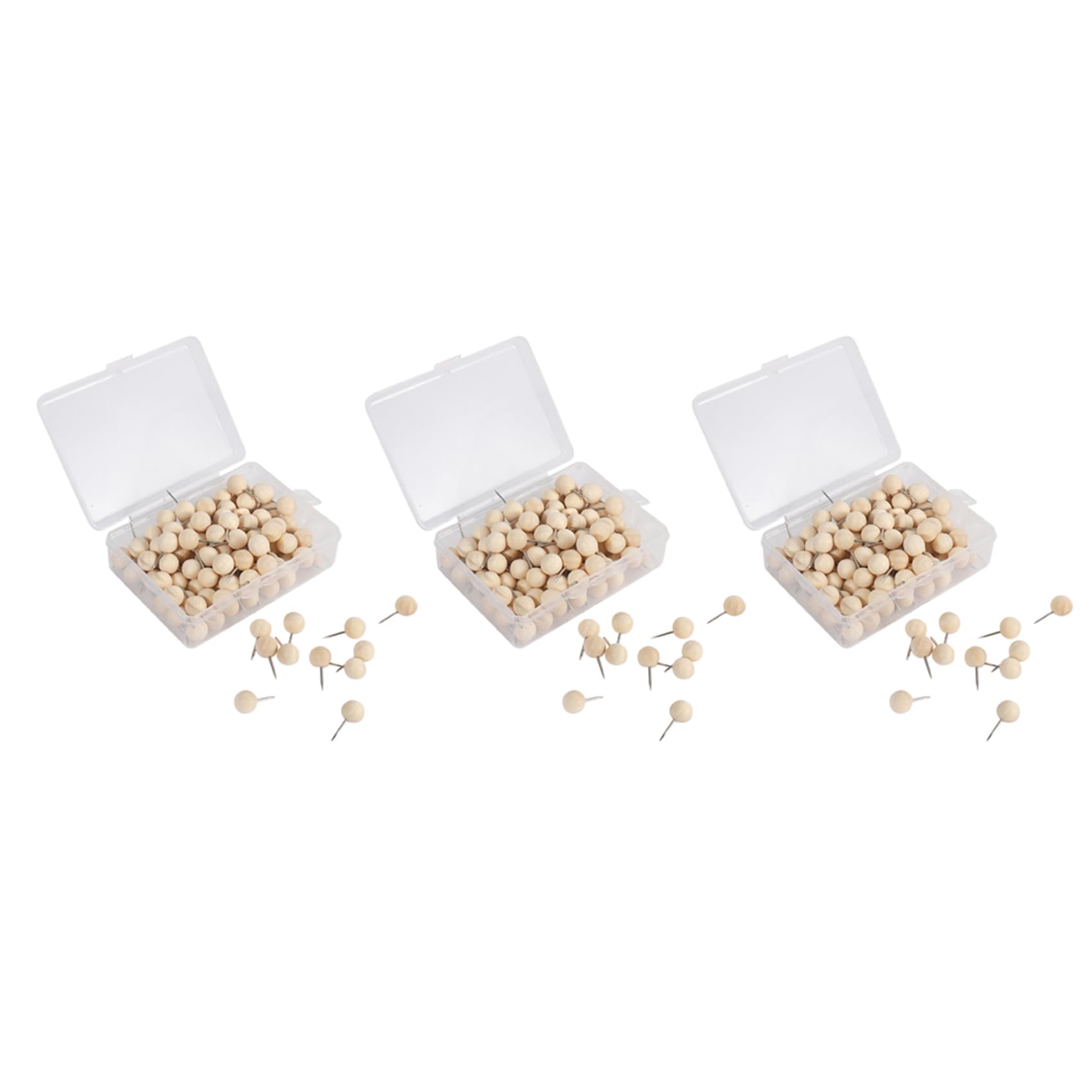Onchdbfhuu 390pcs Round Wood Decorative Push Pins, Wood Head and Steel Needle Point Thumb Tacks for Photos, Maps and Cork Boards