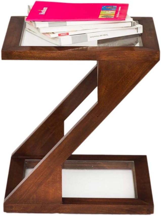 Kiwa Z Shaped solid wood Coffee Table with wooden Melamine Polished Use it in Living Room, Bedroom, garden, outdoor for Piping Hot Breakfast Wood Table With Legs (Brown)