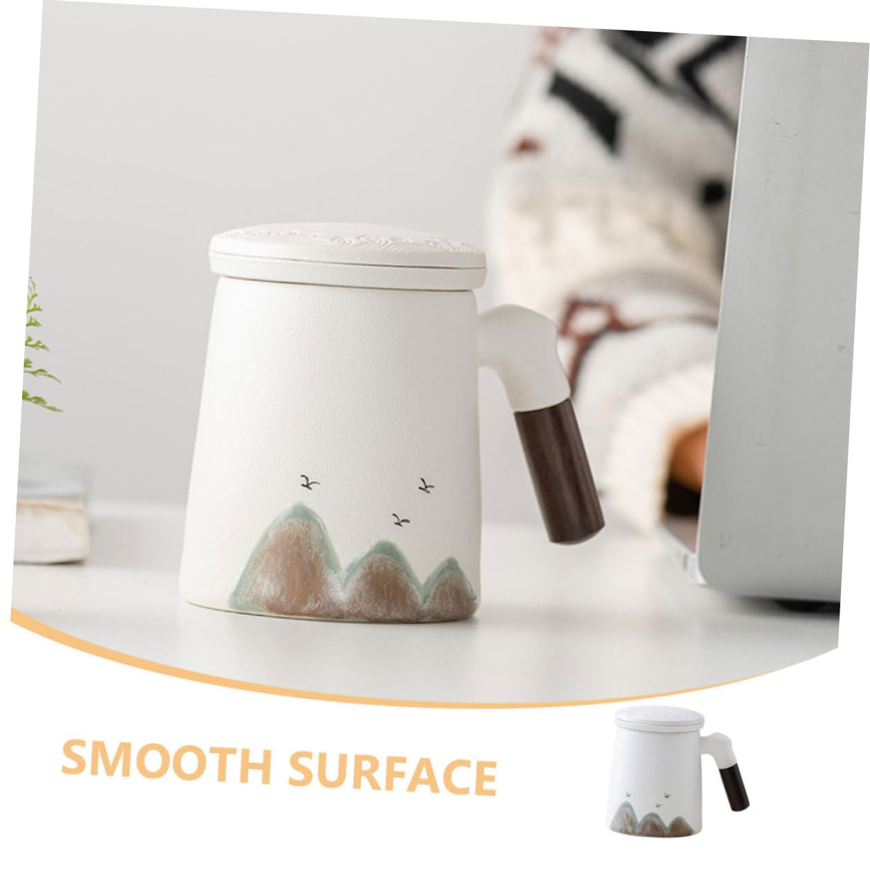 Taza de Cerámica de Color Claro con Infusor y Tapa para Infusionar Té, Taza para Desayuno con Filtro Adecuado para Entusiastas del Té en Escritorio