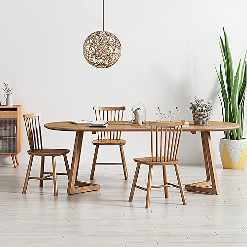 Susuo 63" Oval Wood Dining Table With Double Pedestal Base, Walnut, Mid-Century Modern Classic Furniture For Home And Dining Room(Table Only) #TOP3