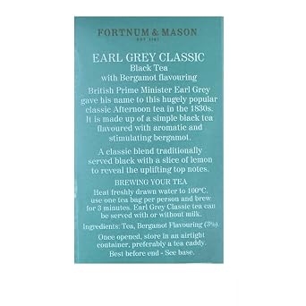 Fortnum and Mason British Tea. Earl Grey Classic 25 Count Tea Bags (1 Pack) USA