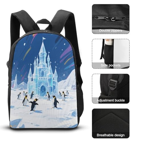 Snow World 3pcs Lightweight Travel Backpack Printed Backpack With Lunch Pack Storage Box Case3