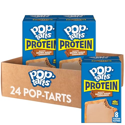 Pop-Tarts Protein Toaster Pastries, 10g Protein, Boostin' Brown Sugar Cinnamon (24 Pop-Tarts)