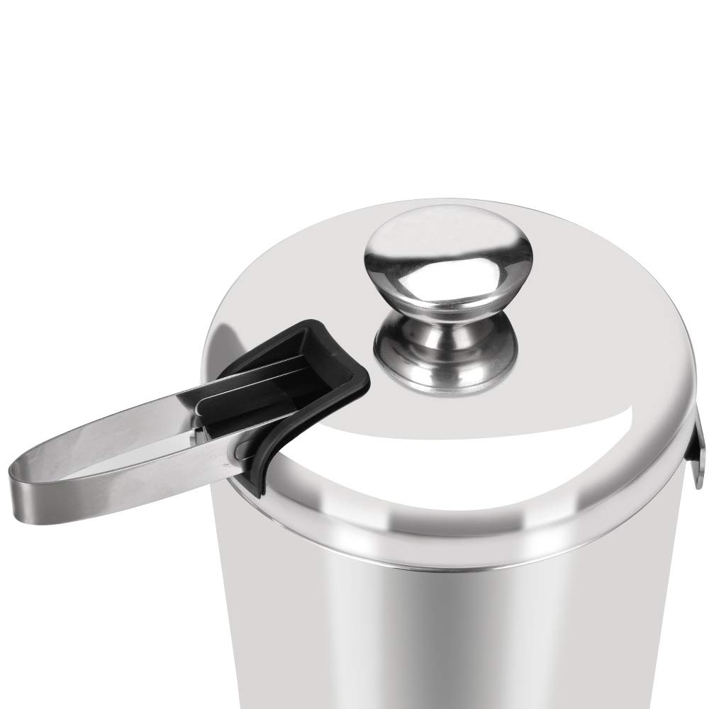 Contenitore Ghiaccio Doppia Parete Contenitore Per Ghiaccio In Acciaio Inox Da 1,6 Litri, Doppia Parete, Con Pinze, Filtro E Coperchio In Silicone, Ideale Per Feste Contenitore Inox 304