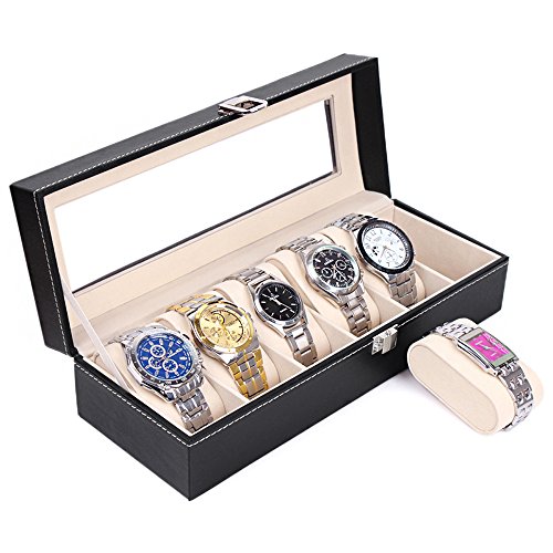 Caja de reloj de los relojes Caja de reloj para 6 relojes del reloj de las taquillas de la marca MyBeautyworld24
