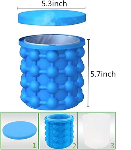 Miniatura 2 de BULUSHI - Cubo de hielo de silicona grande 2 en 1 y molde de hielo con tapa, fabricante de cubitos de hielo de silicona Genie, fabricante portátil