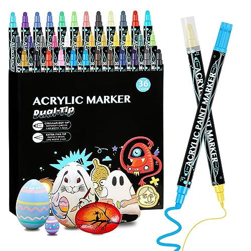 Pennarelli Acrilici Doppia Punta - 36 Colori Per Legno, Pietra, Vetro E Ceramica - Foto 7