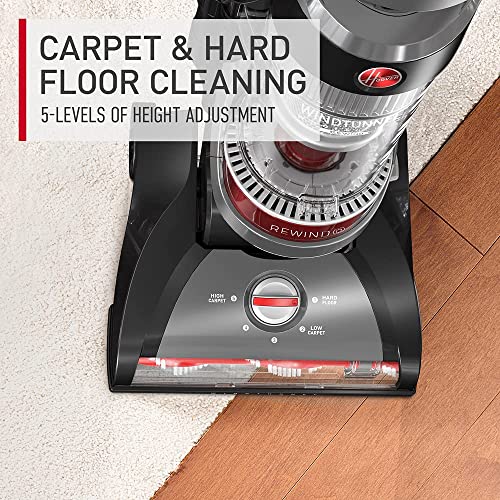 Hoover Windtunnel Whole House Rewind Corded Bagless Upright Vacuum Cleaner, For Carpet And Hard Floors, Uh71350V, Black (Renewed) #TOP2