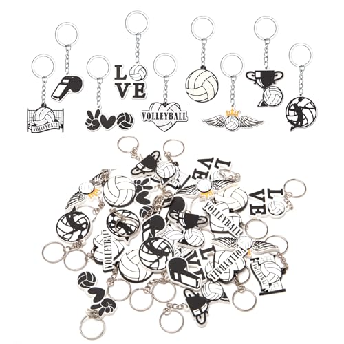 Sixfolo 27 Piezas de Voleibol Llavero Deportivo de Dibujos Animados PVC Mini Mochila Volleyball para Niños Adultos Favores de Fiesta Cumpleaños