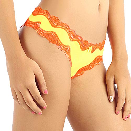 Image of Candyskin Women's Thong Pink Panty Trim Lace Comfort Wear Low Rise