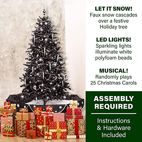 Fraser Hill Farm Let It Snow Series 75-Inch Unique Musical Christmas Tree With Black Umbrella Base And Snowfall Function Decorations And Warm White Lights Included 25 Christmas Carols Xmas Décor #TOP2